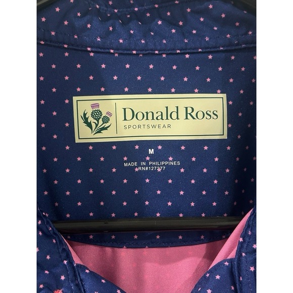 Donald Ross Sport Polo Shirt Men's Medium Stars All Over Print Geometric Golf - Picture 2 of 4